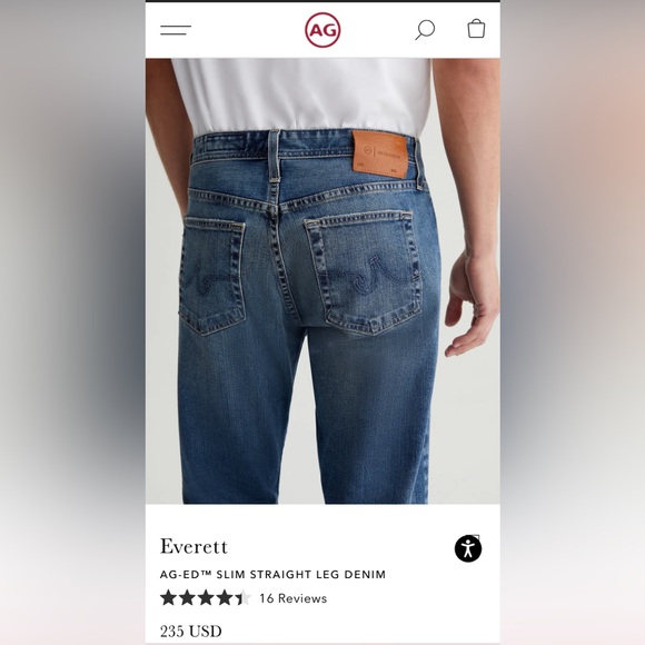 Men’s AG slim straight leg denim, color 14 years bond, 31R, 32 length, EUC - Picture 3 of 10